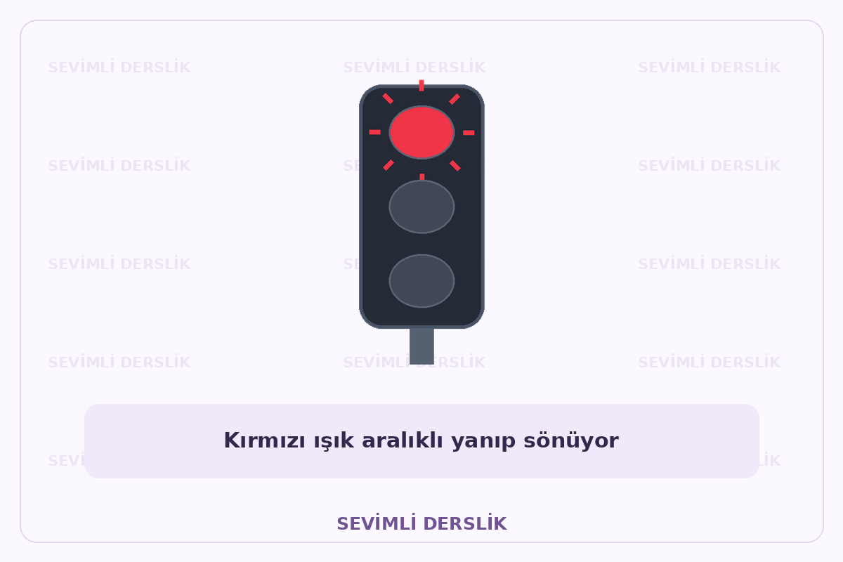 Sevimli Derslik filigranlı ışık veya yol işaretlemesi diyagramı. Tek işaret ve varsa araç bilgisi gösterilmiştir.