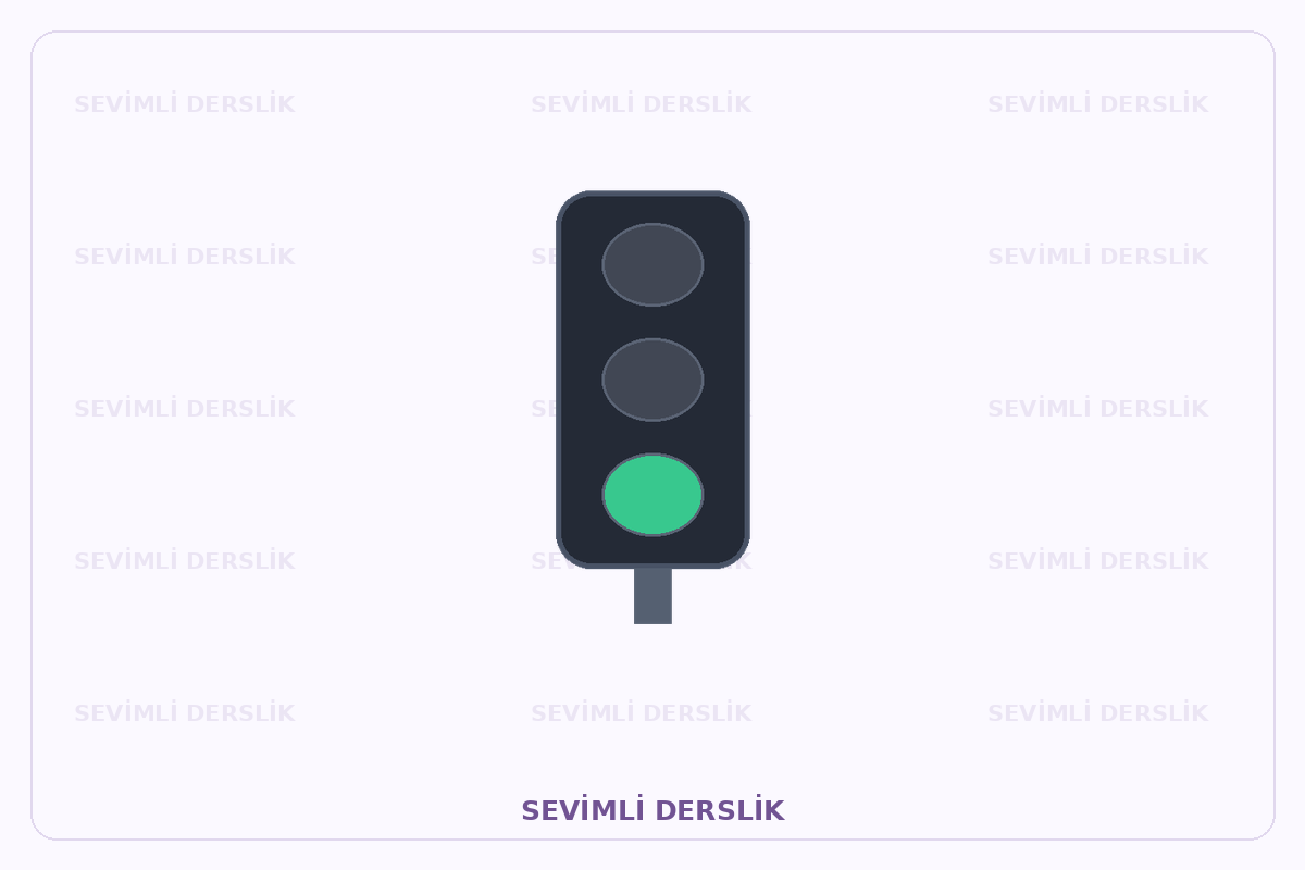 Sevimli Derslik filigranlı ışık veya yol işaretlemesi diyagramı. Tek işaret ve varsa araç bilgisi gösterilmiştir.