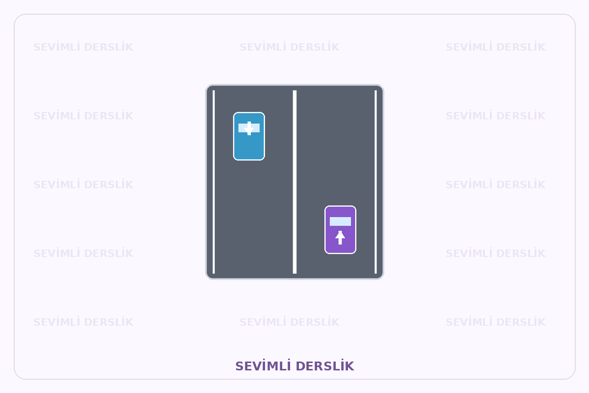 Sevimli Derslik filigranlı ışık veya yol işaretlemesi diyagramı. Tek işaret ve varsa araç bilgisi gösterilmiştir.