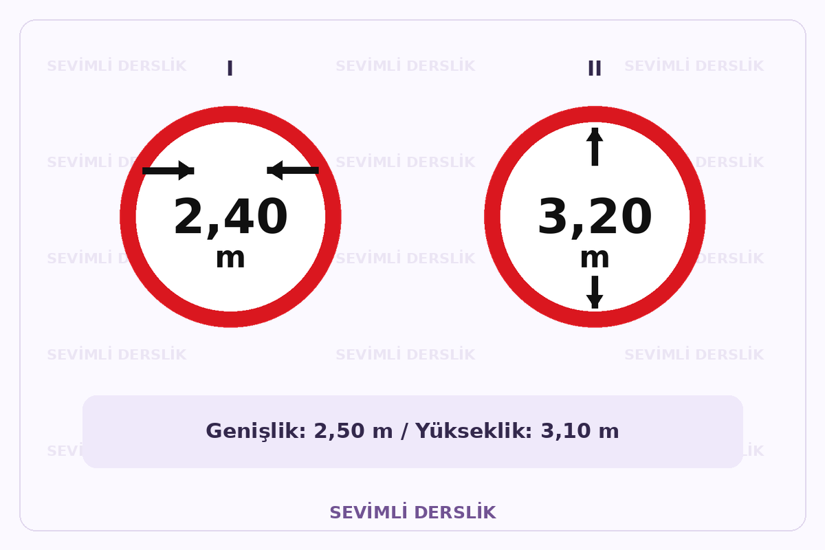 Sevimli Derslik filigranlı trafik işareti görseli. I ve II işaretleri yan yana gösterilmiştir.
