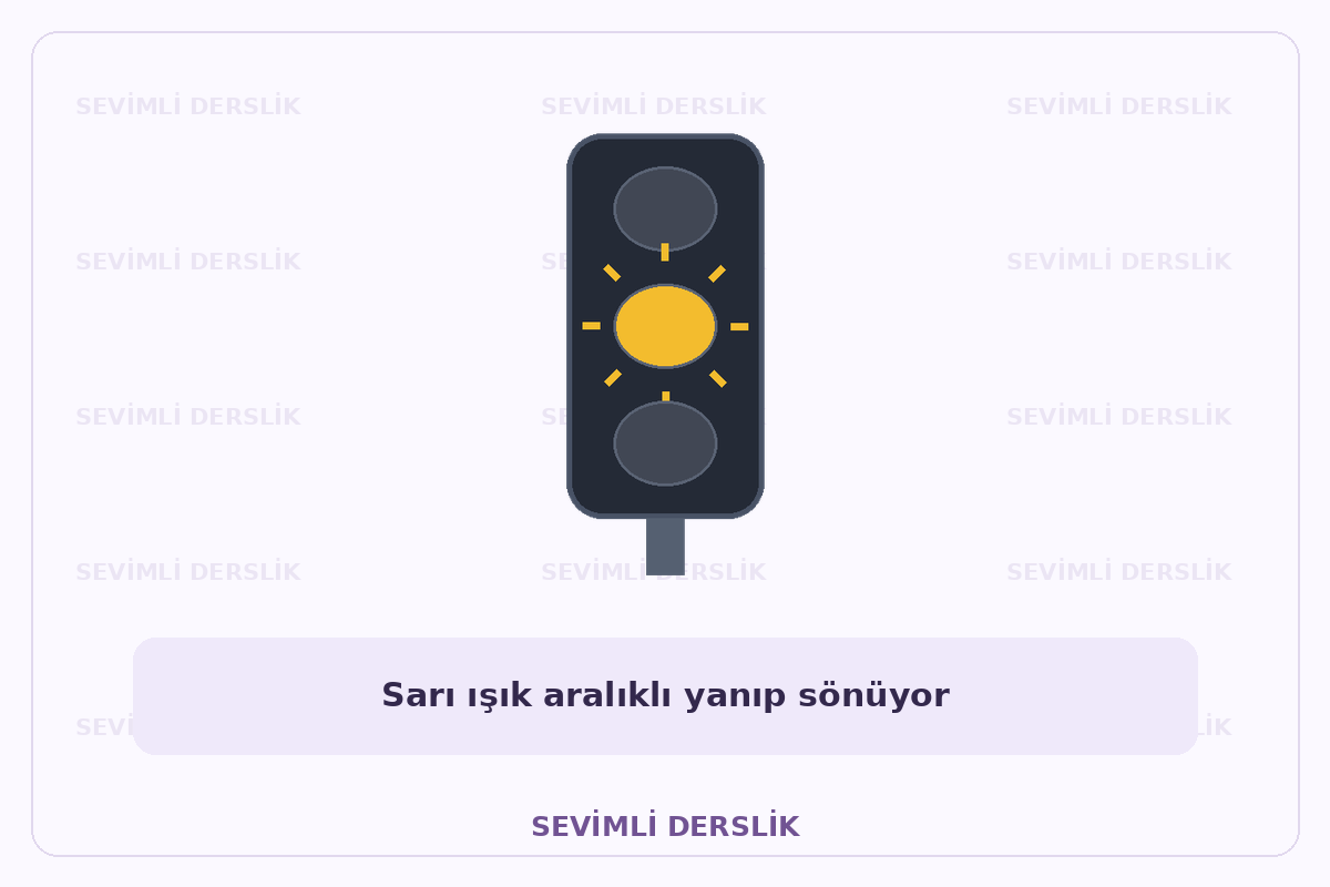 Sevimli Derslik filigranlı ışık veya yol işaretlemesi diyagramı. Tek işaret ve varsa araç bilgisi gösterilmiştir.