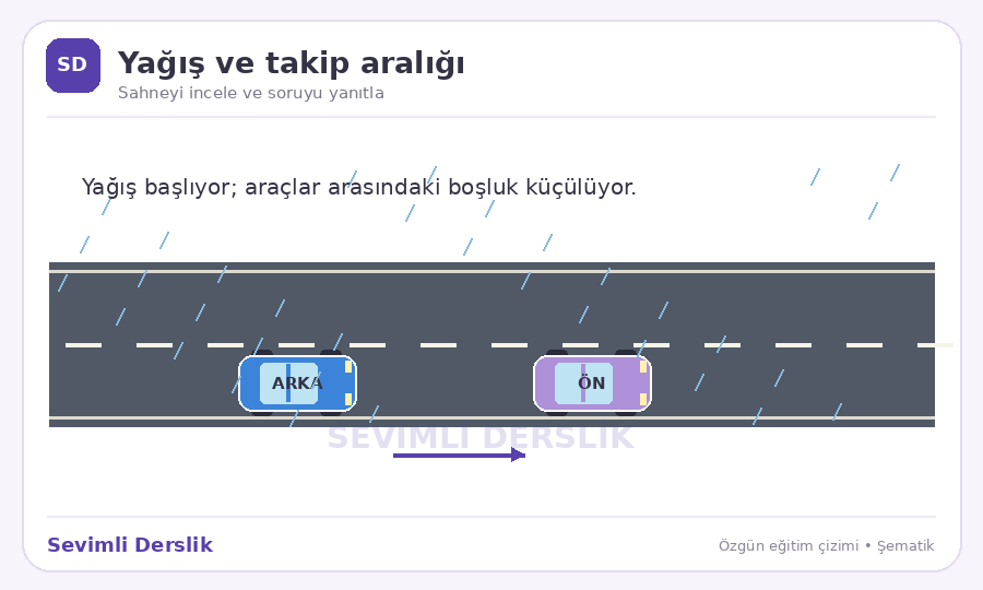 Yağışta takip mesafesi sorusunun görseli