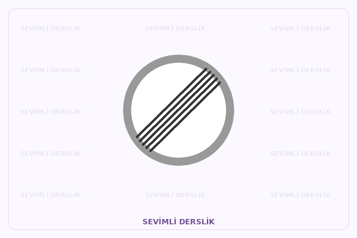 Sevimli Derslik filigranlı trafik işareti görseli. Tek işaret ve varsa araç bilgisi gösterilmiştir.