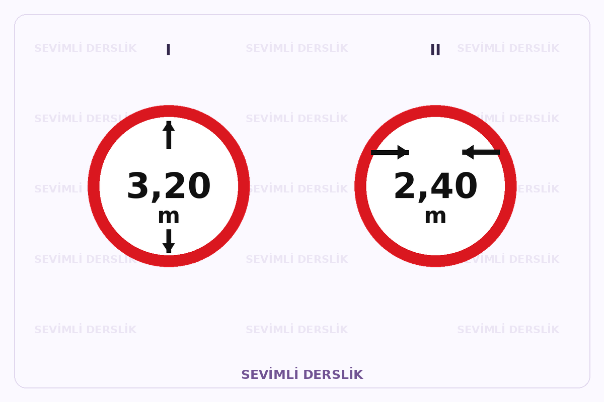 Sevimli Derslik filigranlı trafik işareti görseli. I ve II işaretleri yan yana gösterilmiştir.