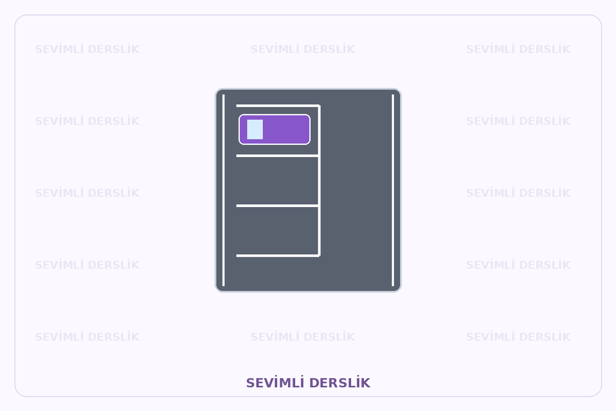 Sevimli Derslik filigranlı ışık veya yol işaretlemesi diyagramı. Tek işaret ve varsa araç bilgisi gösterilmiştir.