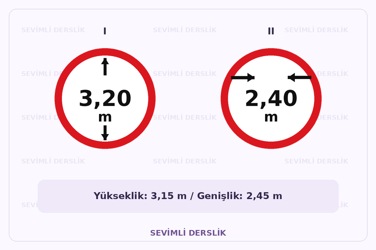 Sevimli Derslik filigranlı trafik işareti görseli. I ve II işaretleri yan yana gösterilmiştir.
