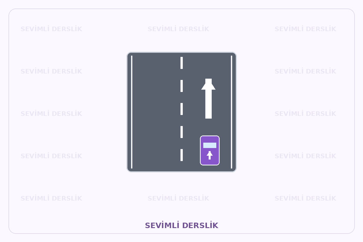 Sevimli Derslik filigranlı ışık veya yol işaretlemesi diyagramı. Tek işaret ve varsa araç bilgisi gösterilmiştir.