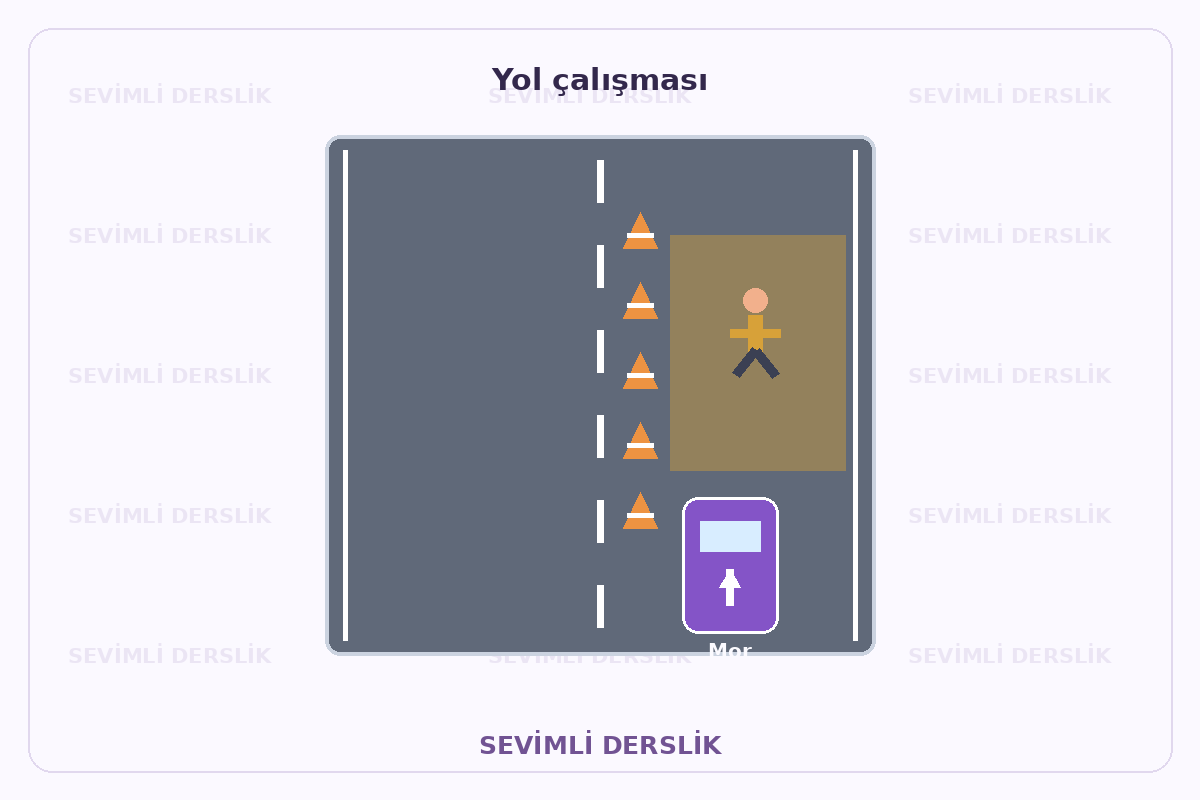 Filigranlı şematik eğitim görseli: Yol çalışması