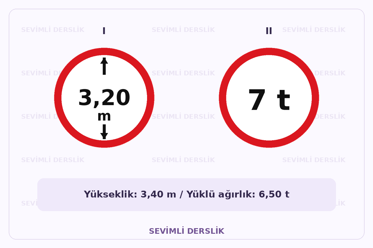Sevimli Derslik filigranlı trafik işareti görseli. I ve II işaretleri yan yana gösterilmiştir.