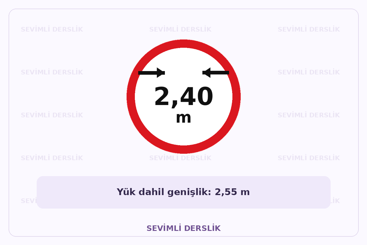 Sevimli Derslik filigranlı trafik işareti görseli. Tek işaret ve varsa araç bilgisi gösterilmiştir.