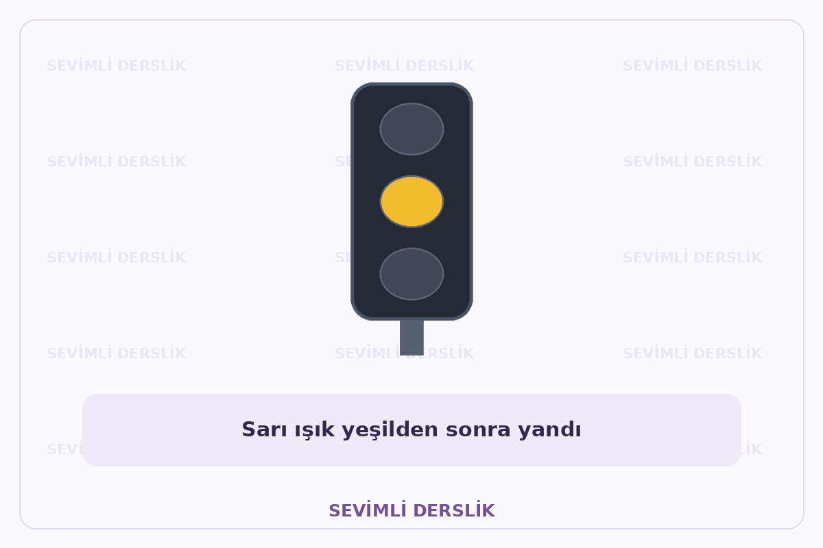 Sevimli Derslik filigranlı ışık veya yol işaretlemesi diyagramı. Tek işaret ve varsa araç bilgisi gösterilmiştir.